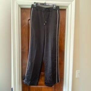The Kooples Womens Black Track Pants with White Stripes Sz 6 French Sz 2 NWT